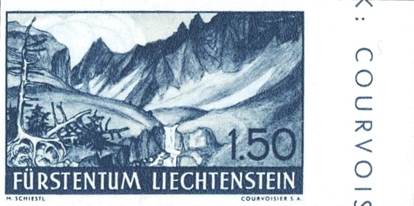 Liechtenstein 1938: 1.50 Fr. Lawena, ungezähnt, sauber postfrisch