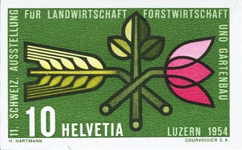 1954: 10 Rp. grün, Schw. Landwirtschafts-Ausstellung, ungezähnt, tadellos postfrisch in bester Erhaltung; Attest Rellstab; Kat: 1900.-