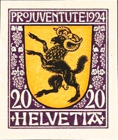 Pro Juventute 1924: Komplette Serie ungezähnt, vier Probedrucke auf Kartonpapier, gute Erhaltung. Kat. Nr: 29P-32P