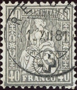 Sitz. Helv. 40 Rp. auf Faserpapier